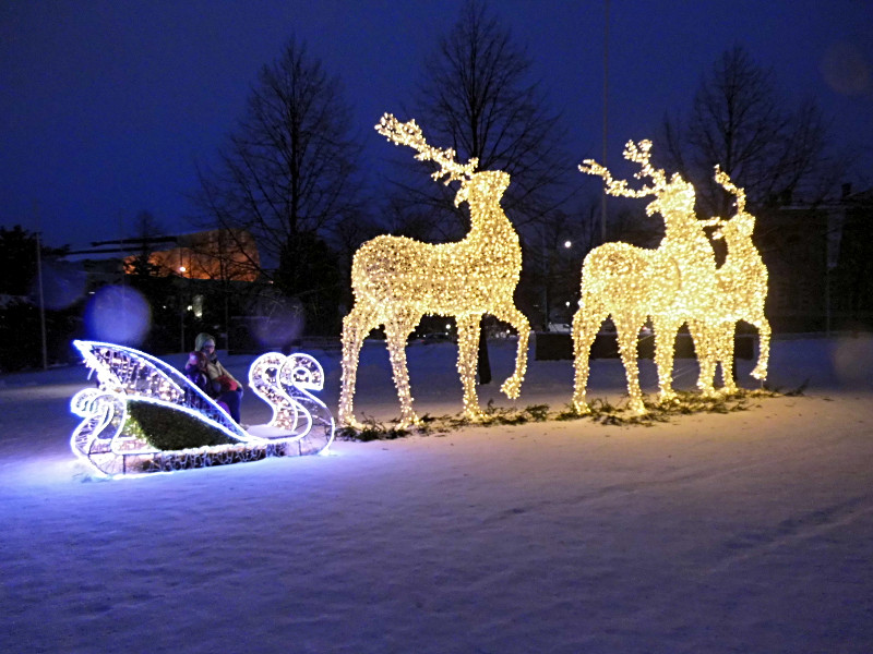 Le magnifique traineau avec ses rennes où nous sommes montés pour faire des photos